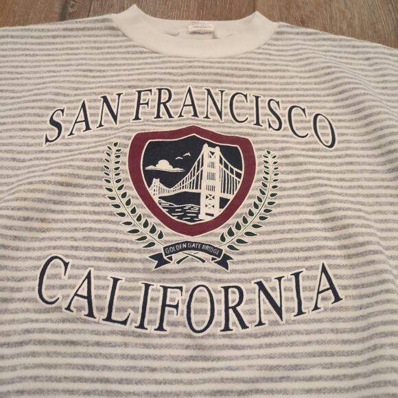 VTG San Francisco California Adult XL Sweatshirt Striped Golden State Warriors - Picture 2 of 9